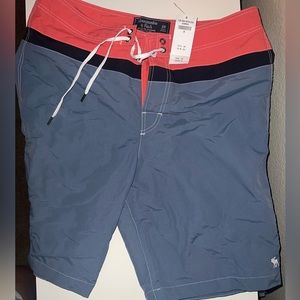 Men’s size 29 NWT Abercrombie and Fitch swim shorts pink/red and blue